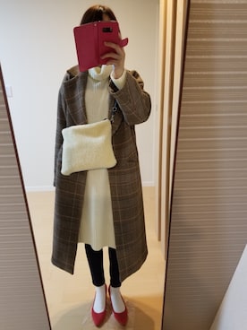 「Simplicite（サンプリシテ）のアイテム（チェスターコート）」を使った、もぐ子さん（レディース・158cm）の冬コーディネート