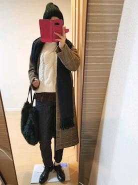 「Simplicite（サンプリシテ）のアイテム（チェスターコート）」を使った、もぐ子さん（レディース・158cm）の冬コーディネート