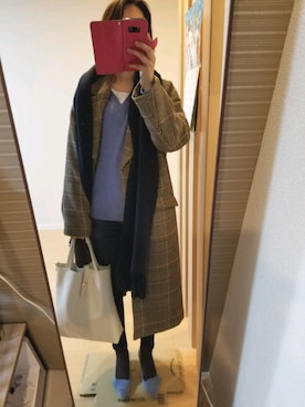 「Simplicite（サンプリシテ）のアイテム（チェスターコート）」を使った、もぐ子さん（レディース・158cm）の冬コーディネート