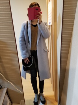 「31 Sons de mode（トランテアン　ソン　ドゥ　モード）のアイテム（チェスターコート）」を使った、もぐ子さん（レディース・158cm）の冬コーディネート