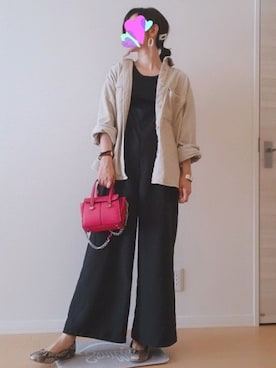 「アラフォーコーデ」｜「アイテム（オールインワン・サロペット）」を使った、もぐ子さん（レディース・158cm）の秋コーディネート
