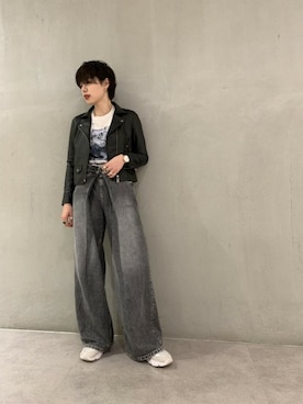 「STUDIOUS（ステュディオス）のアイテム（ライダースジャケット）」を使った、Ohashi Erikaさん（レディース・167cm）の秋コーディネート