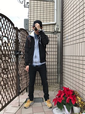 「G-STAR RAW（ジースターロゥ）のアイテム（ナイロンジャケット）」を使った、Dj MushRoomさん（メンズ・170cm）の冬コーディネート