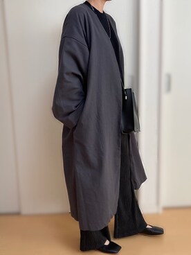 「オールブラックコーデ」｜「アイテム（その他アウター）」を使った、mkさん（レディース・161cm）の春コーディネート