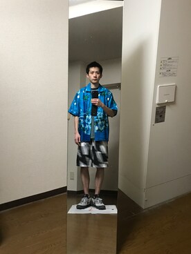 「Eddie Bauer（エディーバウアー）のアイテム（Tシャツ/カットソー）」を使った、エイチエムさん（メンズ・174cm）の夏コーディネート