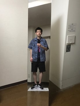 「Blue Standard （ブルースタンダード）のアイテム（トップス）」を使った、エイチエムさん（メンズ・174cm）の夏コーディネート