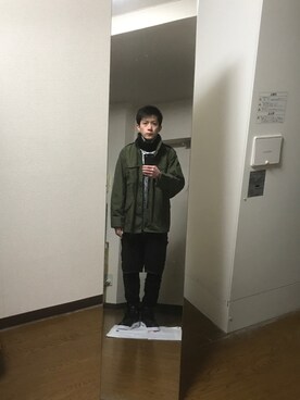 「Wizzard（ウィザード）のアイテム（パンツ）」を使った、エイチエムさん（メンズ・174cm）の冬コーディネート