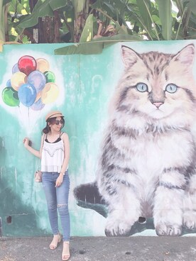 「アイテム（アナログ腕時計、ピンク系）」を使った、Emilyさん（レディース・153cm）の春コーディネート