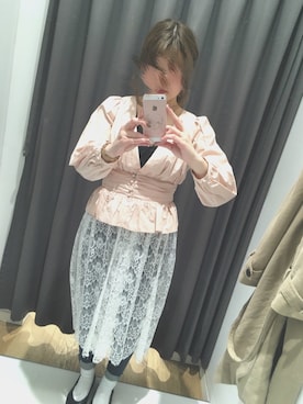 「シースルーワンピース」｜「アイテム（ジャケット/アウター）」を使った、Alisaさん（レディース・152cm）の春コーディネート