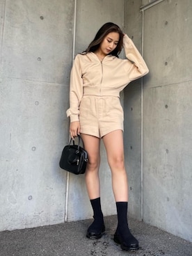 「SPIRALGIRL（スパイラルガール）のアイテム（スウェットパンツ）」を使った、MIRIさん（レディース・163cm）の冬コーディネート