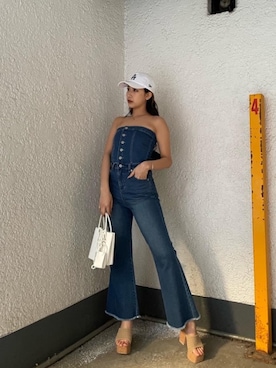 「でにむ」｜「アイテム（オールインワン・サロペット）」を使った、MIRIさん（レディース・163cm）の春コーディネート