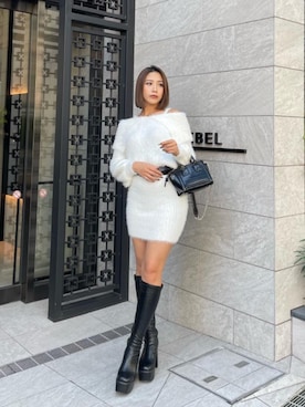 「シャギーニットコーデ」｜MIRIさん（レディース・163cm）の秋コーディネート