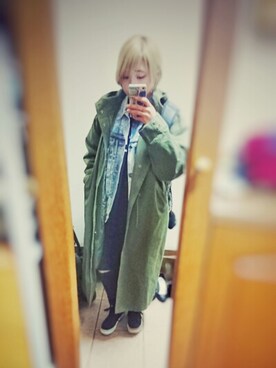 「blue」｜「アイテム（その他アウター）」を使った、GAOさん（レディース・156cm）の冬コーディネート