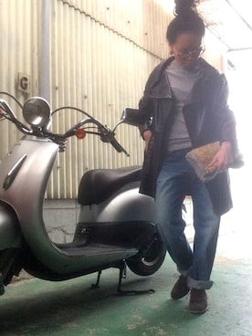 「HYKE」｜「アイテム（ライダースジャケット）」を使った、ruckさん（レディース・153cm）の冬コーディネート