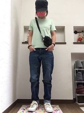 「PHATEE（ファッティー）のアイテム（帽子）」を使った、めんさん（レディース・149cm）の夏コーディネート