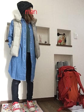 「SEVENDAYS=SUNDAY（セブンデイズサンデイ）のアイテム（ニットキャップ/ビーニー）」を使った、めんさん（レディース・149cm）の秋コーディネート