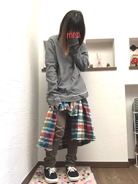 「CUBE SUGAR（キューブシュガー）のアイテム（シャツワンピース）」を使った、めんさん（レディース・149cm）の冬コーディネート