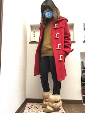 「マスタードイエロー」｜めんさん（レディース・149cm）の冬コーディネート