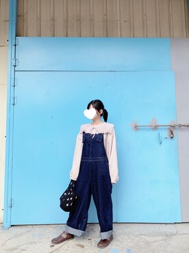 「Samansa Mos2 blue（サマンサモスモスブルー）のアイテム（オールインワン・サロペット）」を使った、🌸 Ginny  🌸さん（レディース・150cm）の春コーディネート