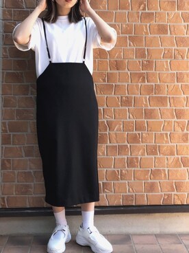 「ホワイトスニーカー」｜「アイテム（ワンピース/ドレス）」を使った、fgさん（レディース・158cm）の春コーディネート