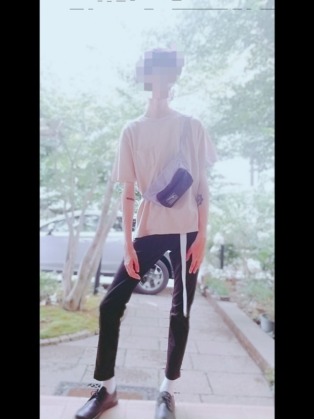 「シンプル、夏コーデ、ラフ、大人コーデ」｜「WEGOのアイテム（ショルダーバッグ、パープル系）」を使った、よこよこさん（メンズ・183cm）の夏コーディネートの1枚目の写真