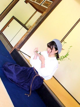 「Lattice（Lattice）のアイテム（ハンチング/ベレー帽）」を使った、でんでんさん（レディース・151cm）の夏コーディネート