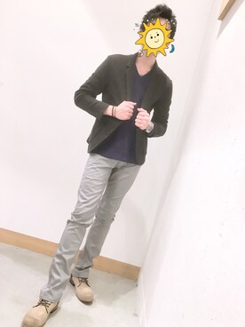 「AZUL by moussy（アズールバイマウジー）のアイテム（テーラードジャケット）」を使った、ららぽーと海老名 HIDEAWAYSさん（メンズ・175cm）の冬コーディネート