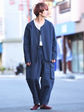 「AUTTAA」｜「アイテム（ジャケット/アウター）」を使った、東端さん（メンズ・165cm）の春コーディネート
