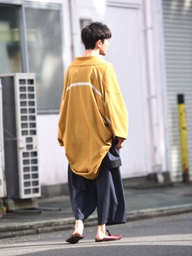 「YANTOR（ヤントル）のアイテム（トップス）」を使った、東端さん（メンズ・165cm）の春コーディネート