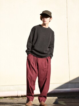 「YANTOR（ヤントル）のアイテム（パンツ）」を使った、東端さん（メンズ・165cm）の冬コーディネート