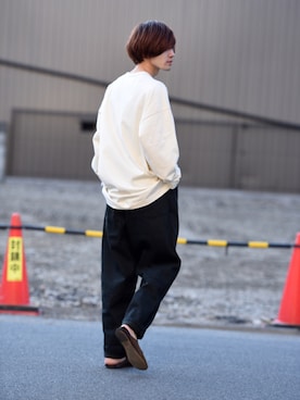 「YANTOR（ヤントル）のアイテム（パンツ）」を使った、東端さん（メンズ・165cm）の春コーディネート