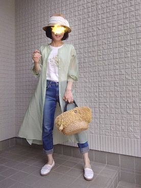 「ピスタチオ」｜「アイテム（シャツワンピース）」を使った、hinahime4355さん（レディース・162cm）の夏コーディネート