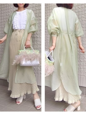 「ピスタチオ」｜「アイテム（シャツワンピース）」を使った、hinahime4355さん（レディース・162cm）の夏コーディネート