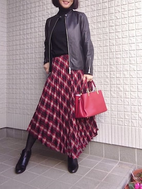「URBAN RESEARCH（アーバンリサーチ）のアイテム（ライダースジャケット）」を使った、hinahime4355さん（レディース・162cm）の冬コーディネート