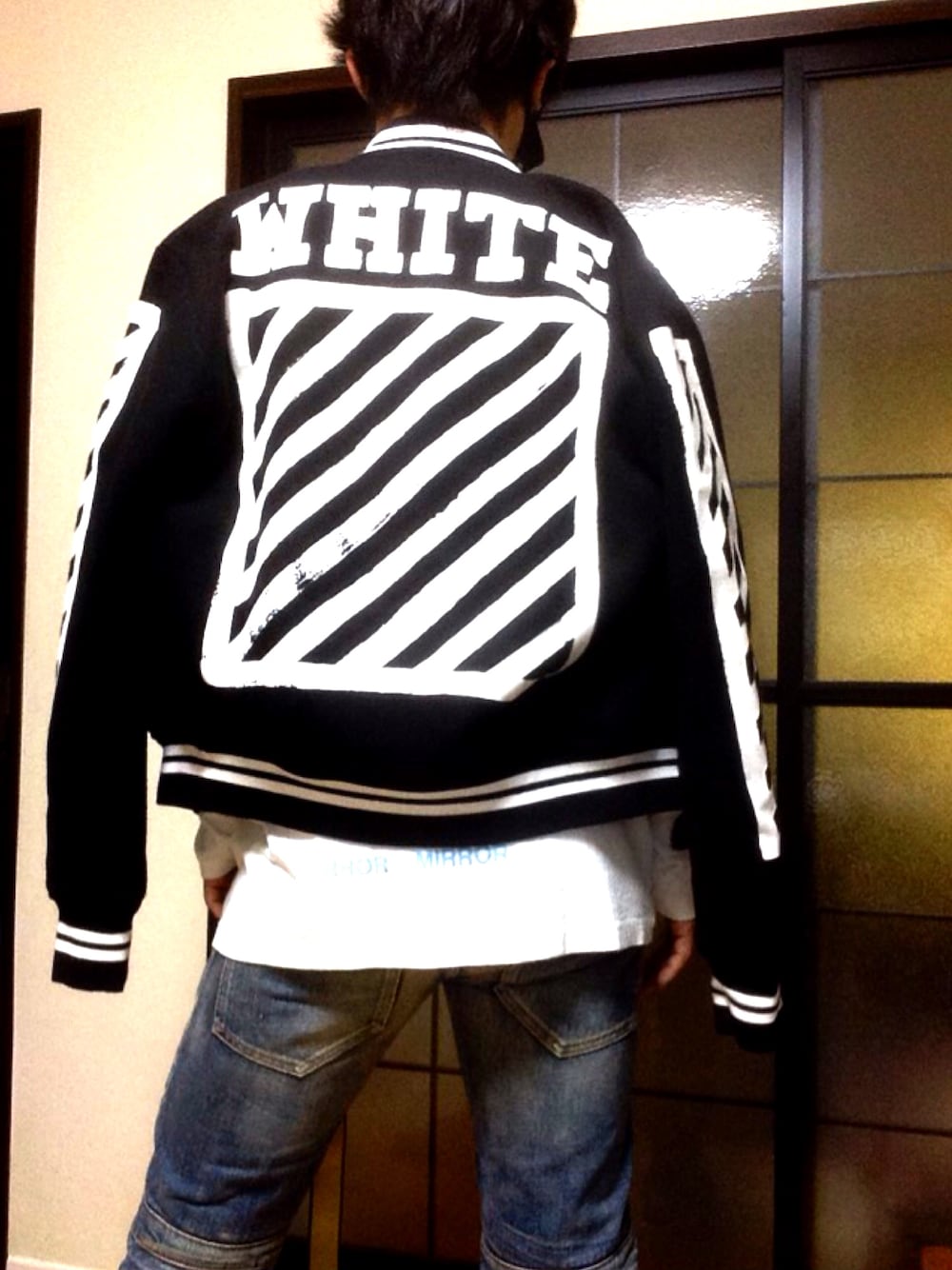 ブラック ストライプ スタジャン OFFWHITE ブラック ストライプ