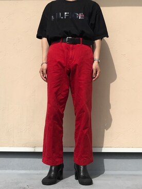 「RANDOM IDENTITIES（ランダムアイデンティティーズ）のアイテム（ブーツ）」を使った、HARUKIさん（メンズ・167cm）の春コーディネート