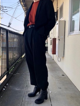「RANDOM IDENTITIES（ランダムアイデンティティーズ）のアイテム（ブーツ）」を使った、HARUKIさん（メンズ・167cm）の春コーディネート