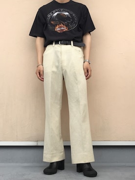 「RANDOM IDENTITIES（ランダムアイデンティティーズ）のアイテム（ブーツ）」を使った、HARUKIさん（メンズ・167cm）の春コーディネート