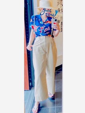 「アロハシャツ」｜mossanさん（レディース・162cm）の夏コーディネート