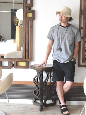 「JOURNAL STANDARD（ジャーナルスタンダード）のアイテム（アクセサリー）」を使った、上水流（弟）さん（メンズ・171cm）の夏コーディネート