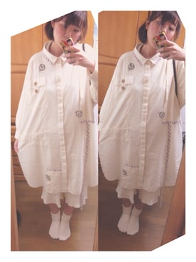 「オールホワイト」｜「アイテム（チェスターコート）」を使った、あ ヤメさん（レディース・173cm）の冬コーディネート