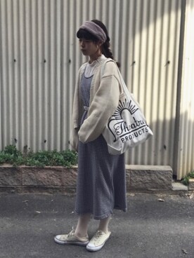 「古着好きな人と繋がりたい」｜「アイテム（ジャンパースカート）」を使った、a yaさん（レディース・161cm）の秋コーディネート