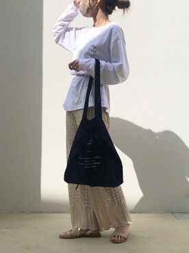 「へザー」｜「アイテム（トートバッグ）」を使った、Ayamiさん（レディース・158cm）の春コーディネート