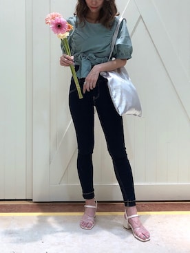 「へザー」｜「アイテム（トートバッグ）」を使った、Ayamiさん（レディース・158cm）の春コーディネート