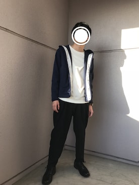 「SEVENDAYS=SUNDAY（セブンデイズサンデイ）のアイテム（パーカー）」を使った、西鼠さん（メンズ・161cm）の春コーディネート
