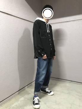 「SEVENDAYS=SUNDAY（セブンデイズサンデイ）のアイテム（パーカー）」を使った、西鼠さん（メンズ・161cm）の春コーディネート