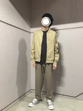 「Right-on（ライトオン）のアイテム（MA-1）」を使った、西鼠さん（メンズ・161cm）の秋コーディネート