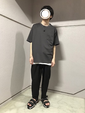 「アイテム（サンダル）」を使った、西鼠さん（メンズ・161cm）の夏コーディネート