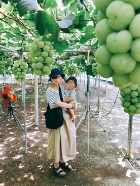 「DOUBLE_B（ダブルビー）のアイテム（帽子）」を使った、ピカケさん（レディース・152cm）の夏コーディネート