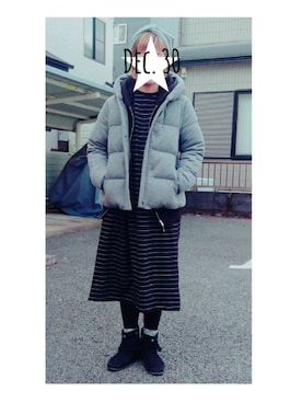 「ミネトンカブーツ」｜moeさん（レディース・161cm）の冬コーディネート